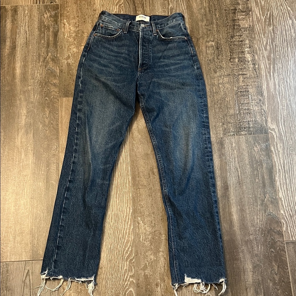 Agolde 90s pinch waist raw hem high rise straight leg denim size 24